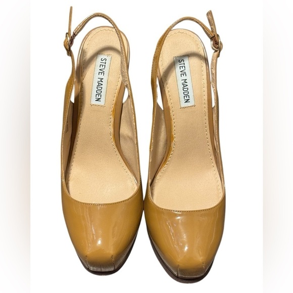 Steve Madden Chunky Slingback Heels Womens Size 10 Neutral - Picture 7 of 9